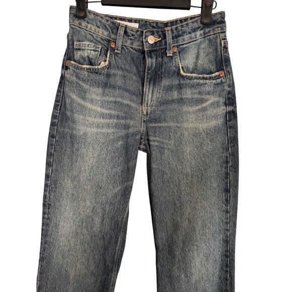 2/$30 Zara Women's Size 0 Blue Denim Flare Leg Jeans - Picture 5 of 12